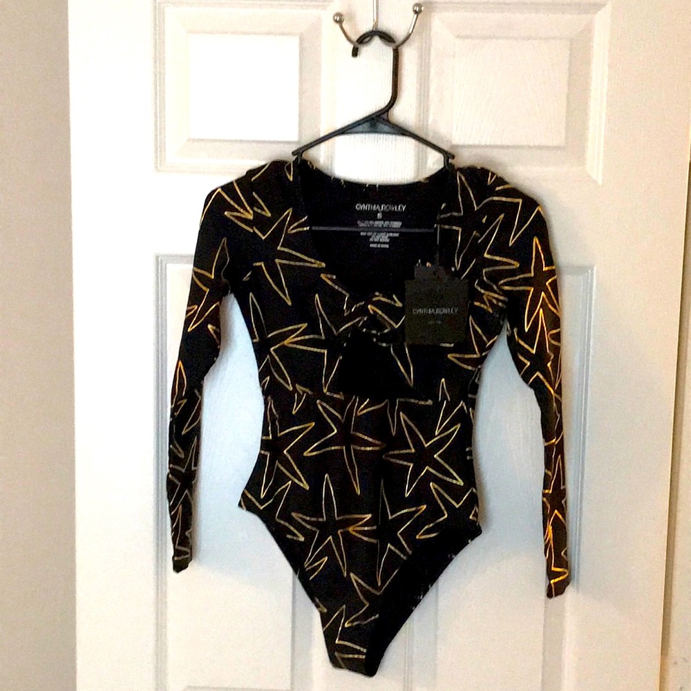Black and Gold with Star ⭐️ Print, 1 Piece Swimsuit